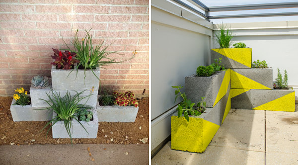 DIY cinder block planters