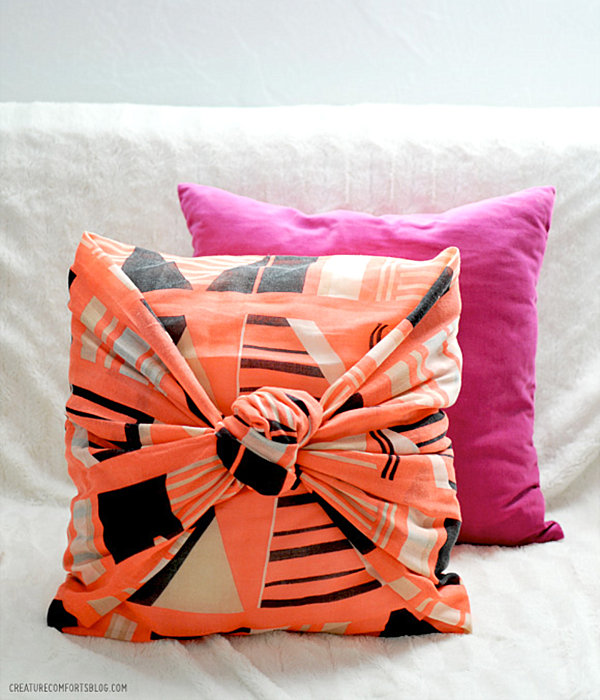 DIY no-sew pillow cover