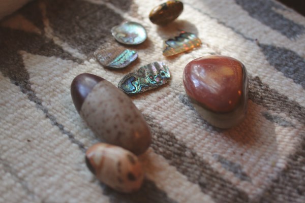 Display of stones and shells