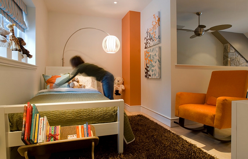 Elegant kids' bedroom in orange and white