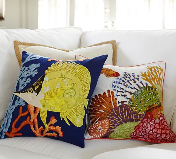 Embroidered pillow covers from Pottery Barn