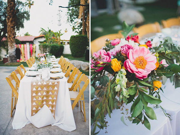 Fresh flowers and a DIY table runner