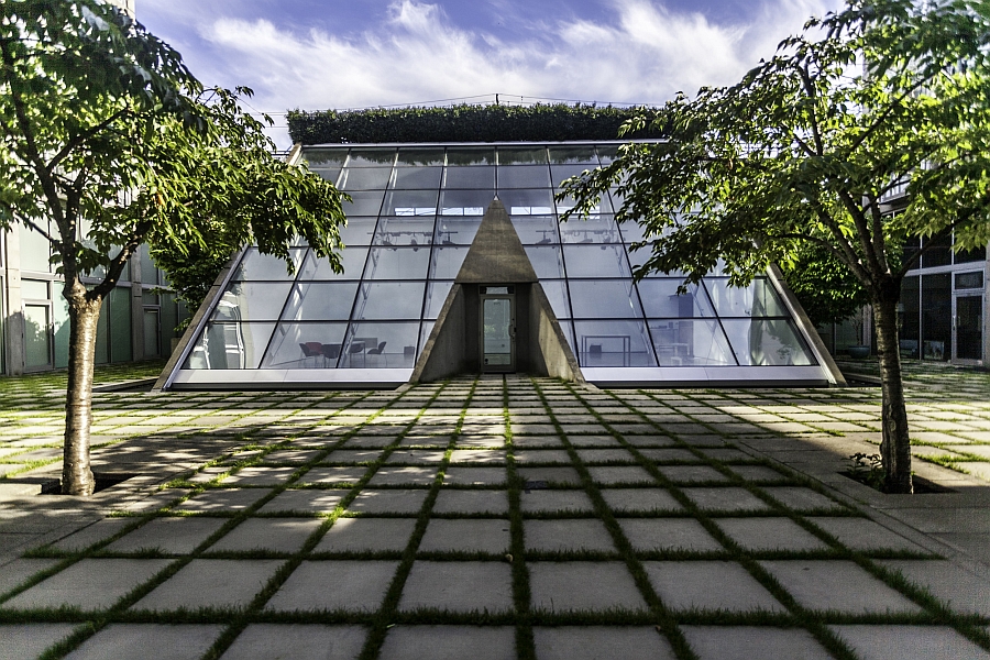 Front facade of the iconic waterfall building