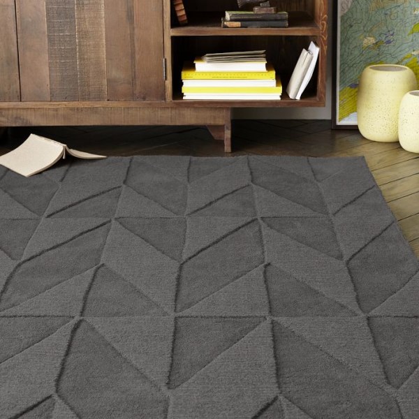 Geometric rug in slate