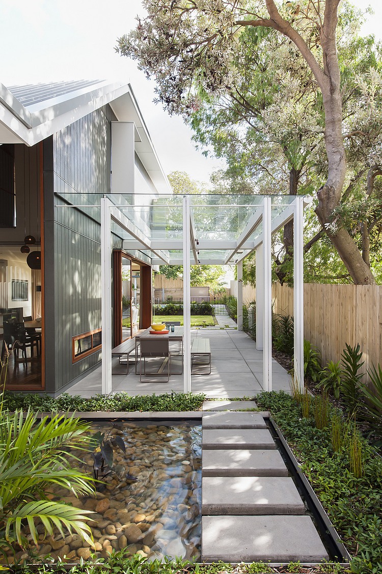 Gorgeous glass roof pergola of the Coogee House in Sydney, Australia