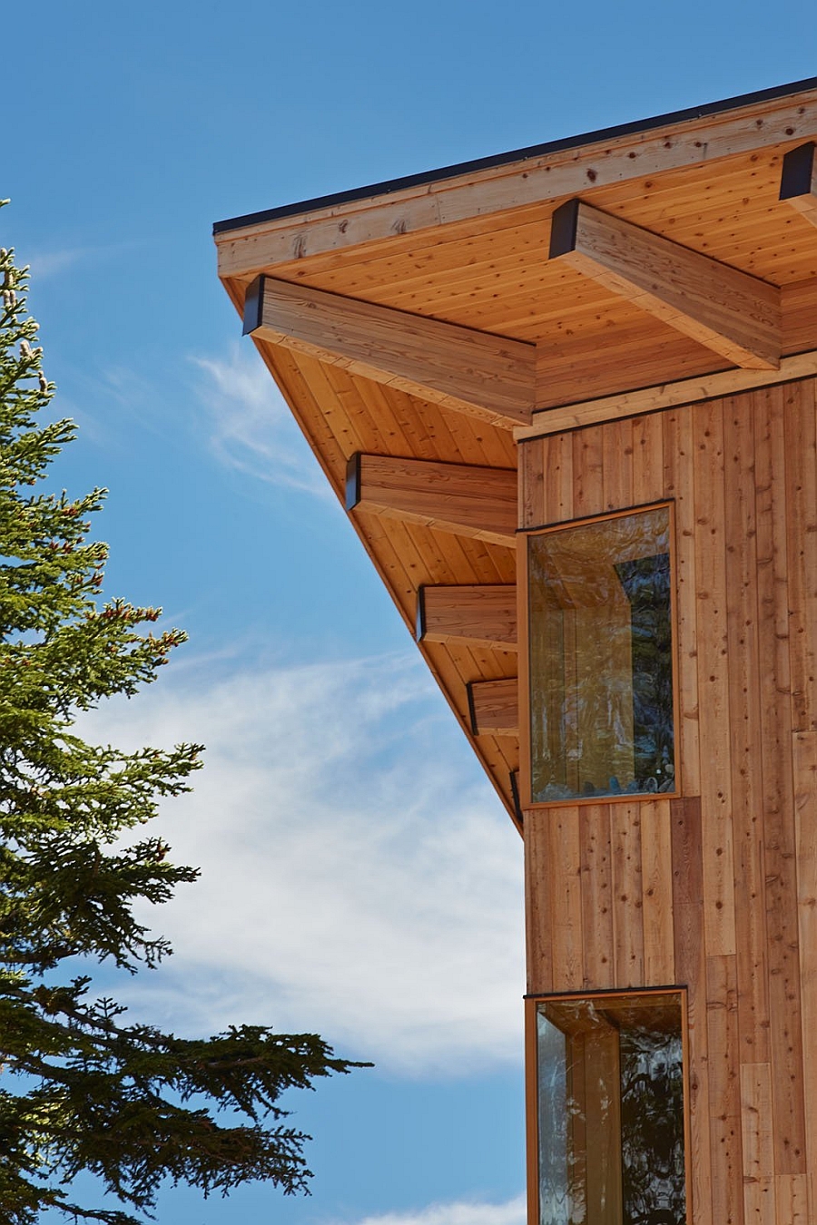 Gorgeous wooden exterior of the Crow's Nest Residence