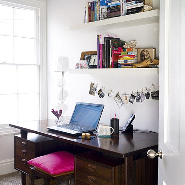 Home office with above-desk storage