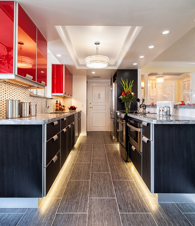 LED strip lighting makes the kitchen even more aesthetic