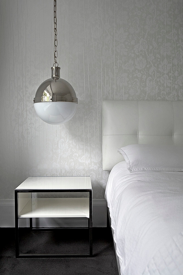 Large Hicks Pendant light used as cool bedside lighting