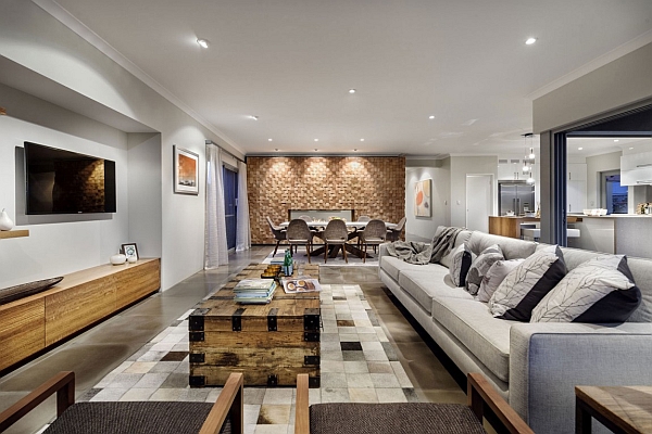Living room of Perth Residence with chic rustic style