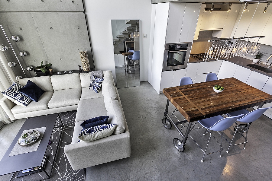 Living space of the chic apartment originally designed by Arthur Erickson