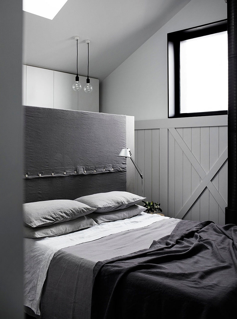 Lovely bedroom in monochromatic hues and simple design