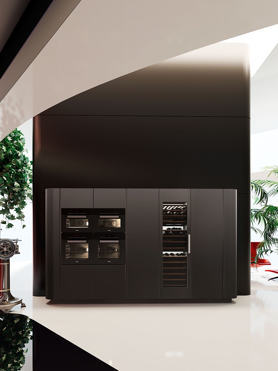 Modern appliances combined with the sleek kitchen in a stylish fashion