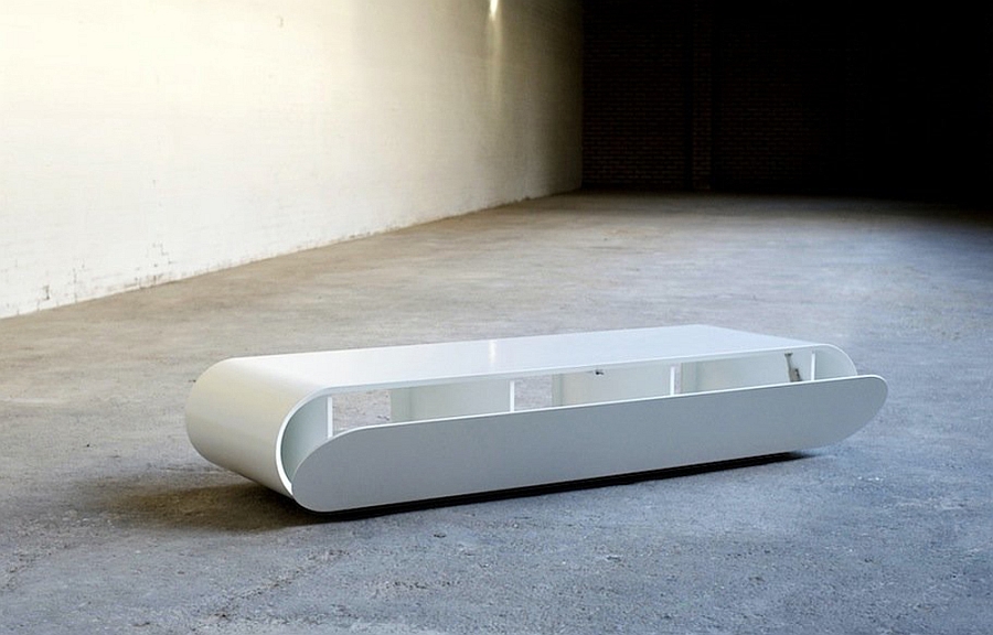 Modern minimlaist media console in white