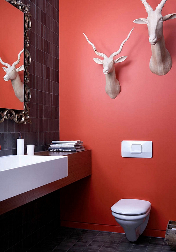 Non-glossy finishes of both red and black are ideal for eclectic spaces