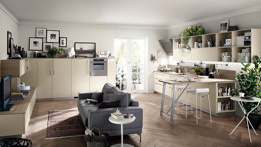 Perfect kitchen composition that goes along with the living room