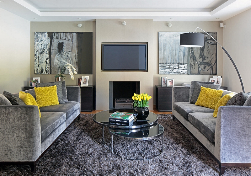 gray and yellow living rooms: photos, ideas and inspirations