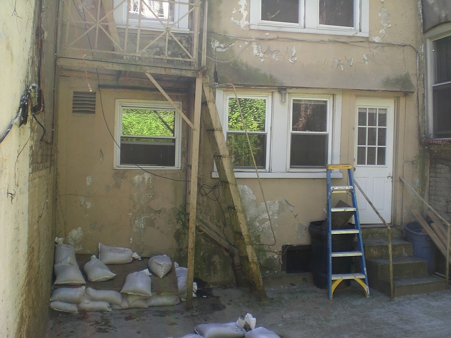 Rear of the house during the renovation process