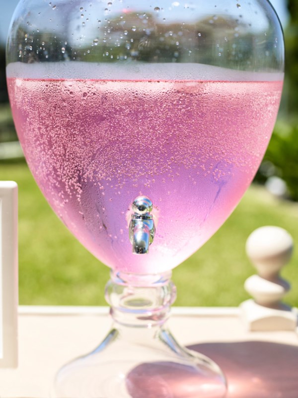 Refreshing pink drink at a flamingo party