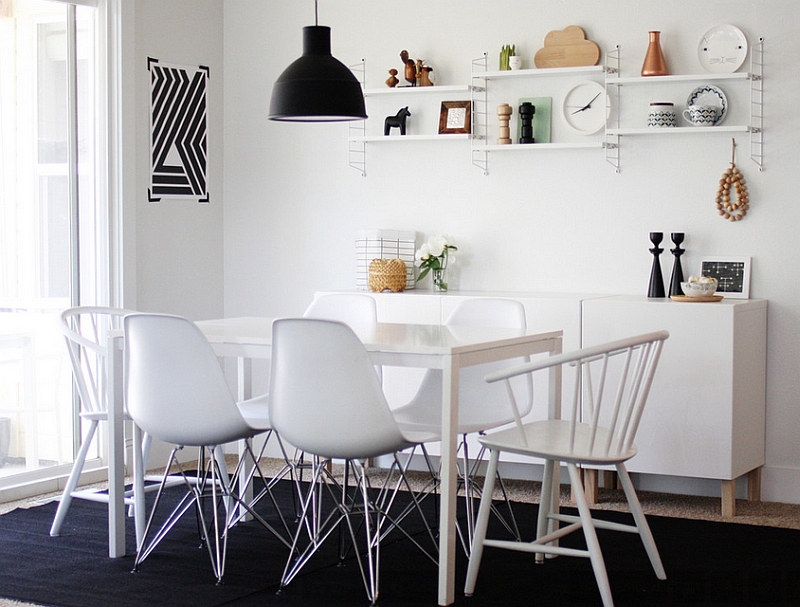 Scandinavian style dining room for those who wish to embrace the black and white look