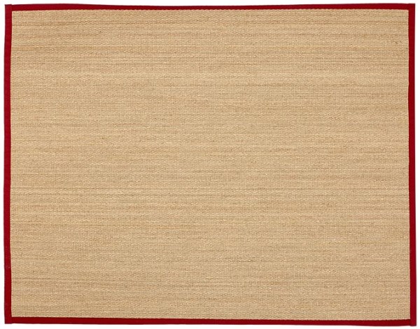 Seagrass rug with a red border