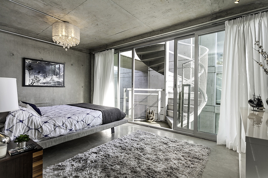 Serene master bedroom with a touch of industrial charm