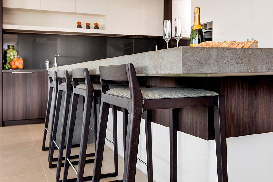 modern kitchen with bar stools