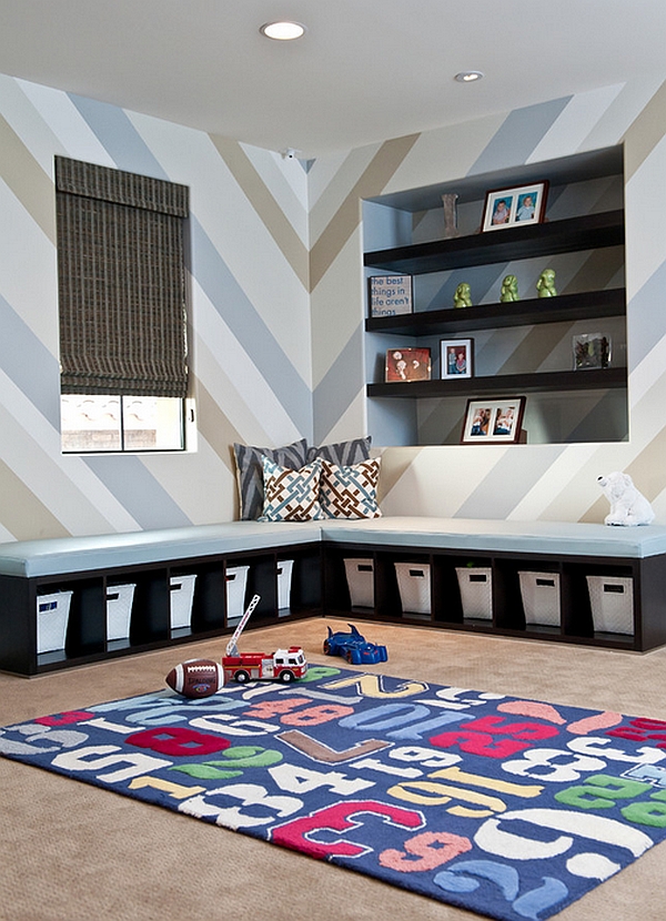 Sleek and sophisticated basement playroom idea