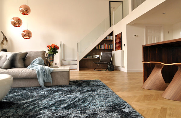 Small home office fits under the stairs