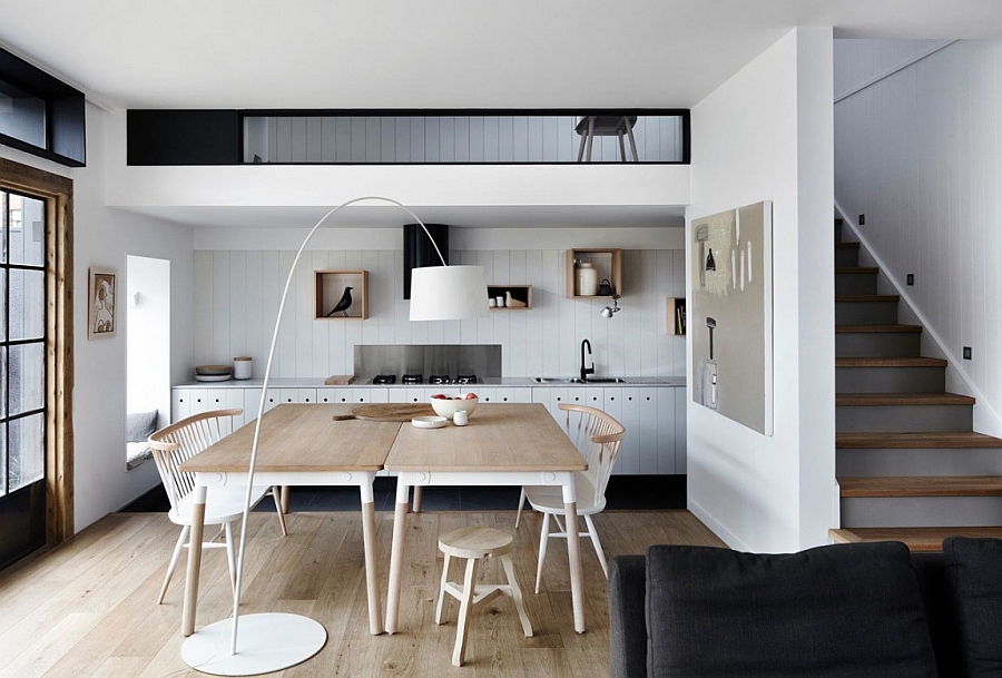 Smart dining space and kitchen with organic textures and relaxing hues