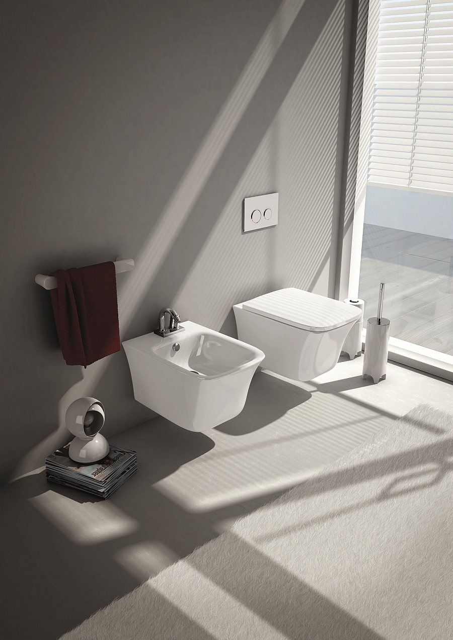 Smart wall mounted bidet and wc for the small bathroom