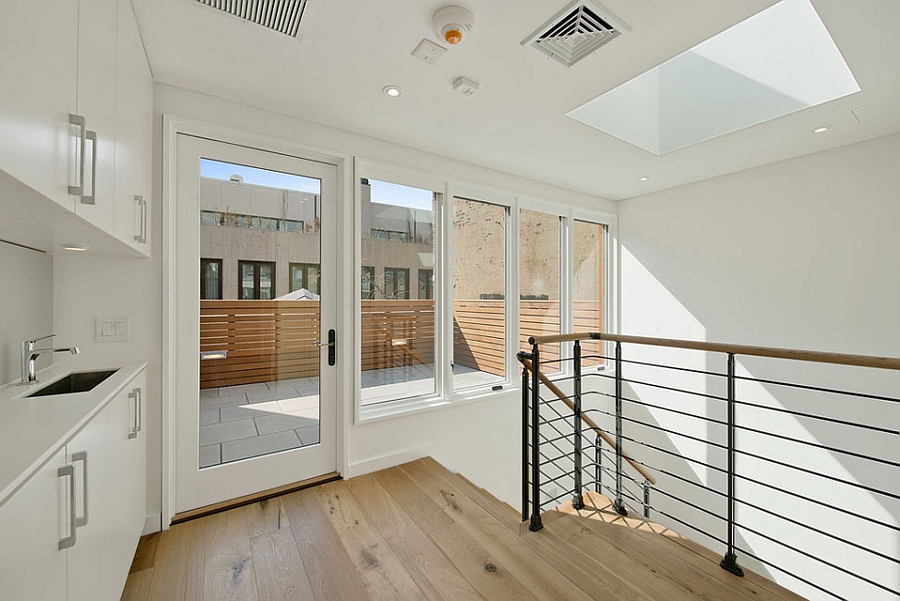 Staircase landing space is utilized to the hilt with smart additons