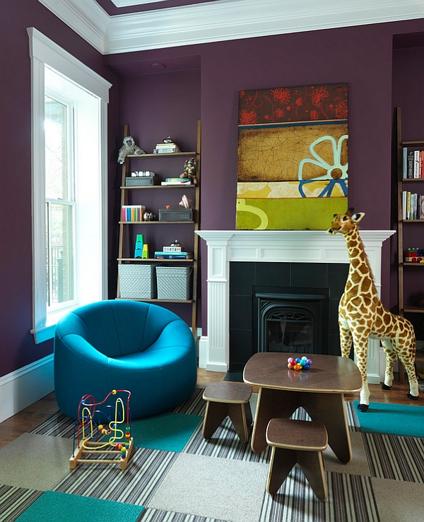 Stylish Kids' room with the Pumpkin-Chair in brilliant blue