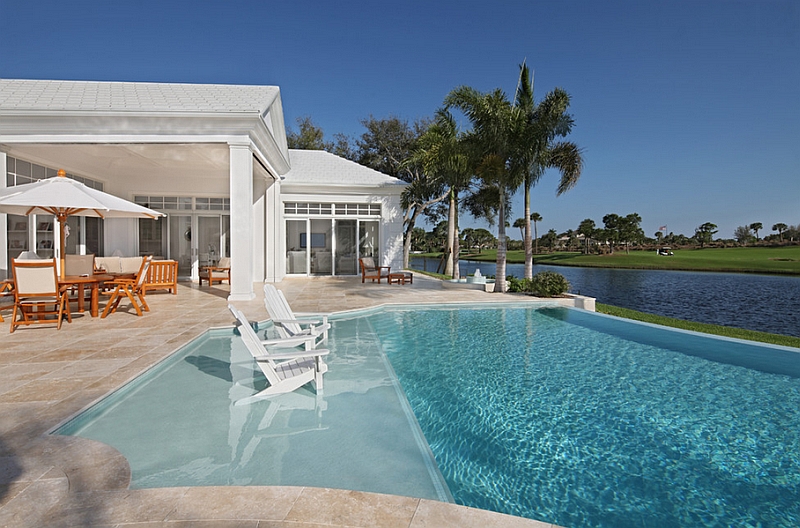 The pool seems like a natural extension of the Boca style house