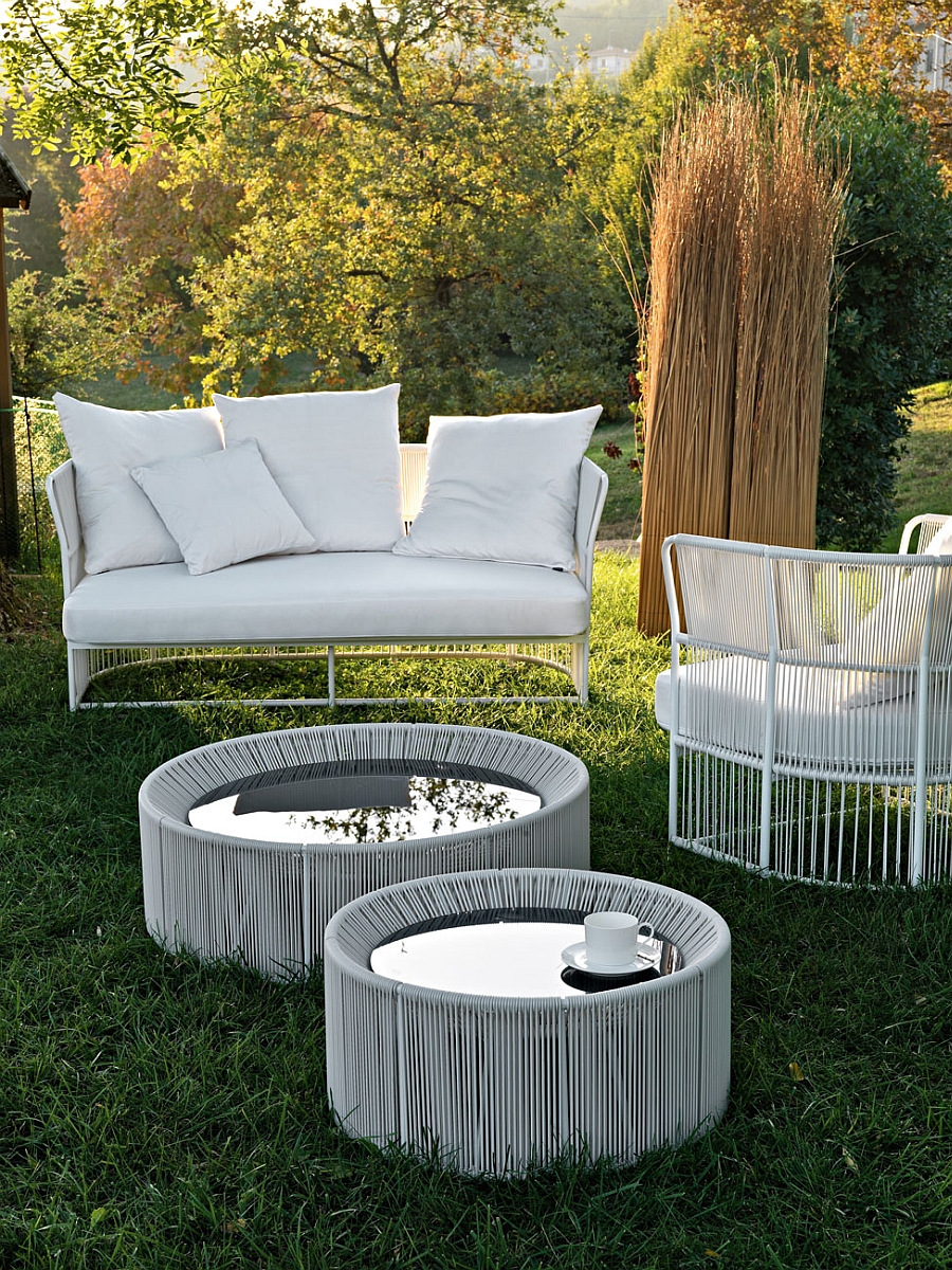 Tibidabo lounge armchair and sofa with a light aluminum frame