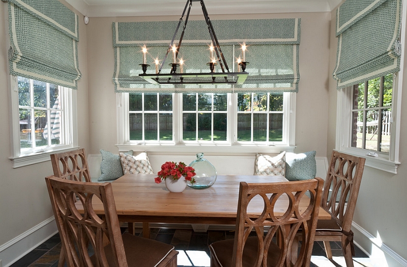 Transitional dining area with ample natural ventilation