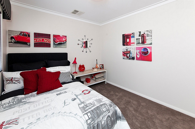 Trendy bedroom uses black in a restrained fashion