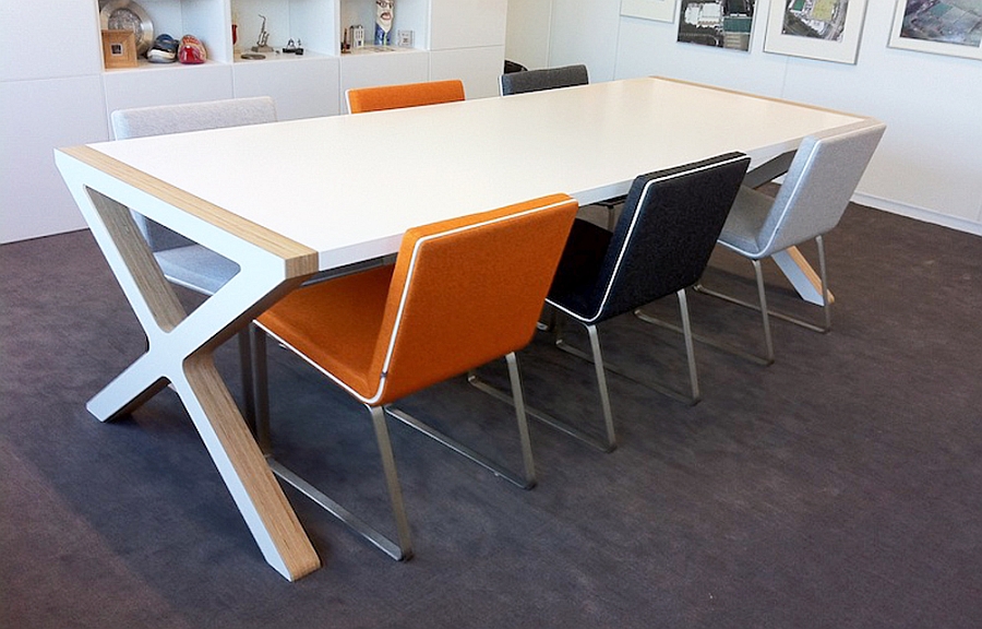 Trendy design of the X Dining Table stands out in a contemporary setting