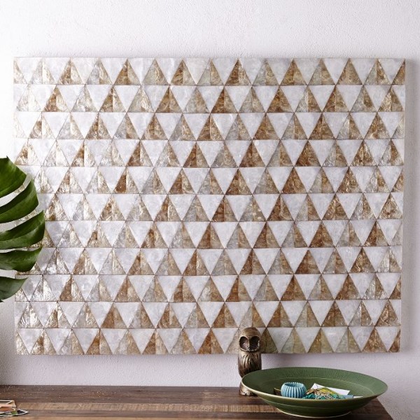 Triangle-motif capiz wall art