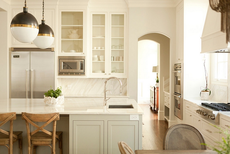 Twin small Hicks Pendants in the traditional kitchen