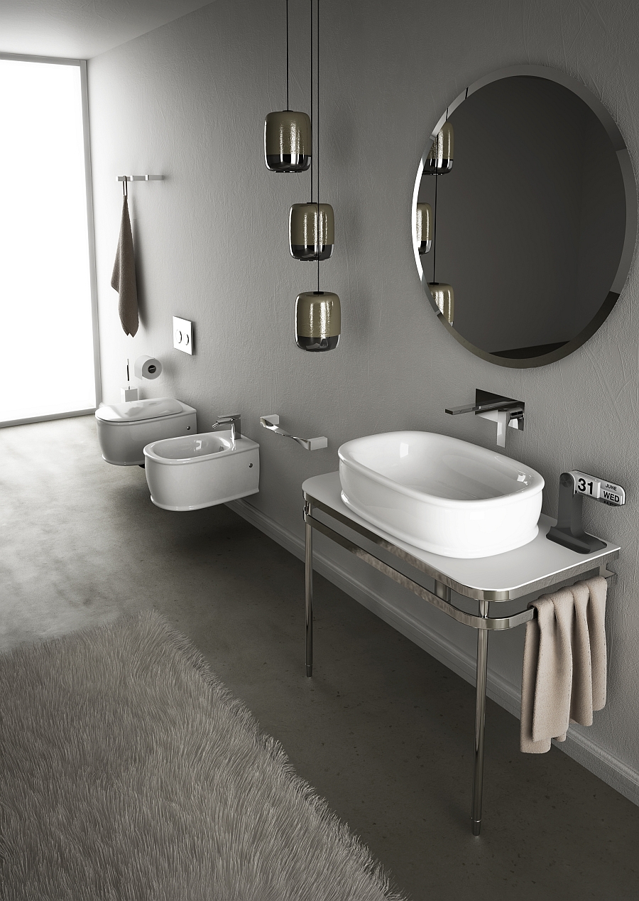 Wall-hung bidet and wc inspired by the classic design of the 50s