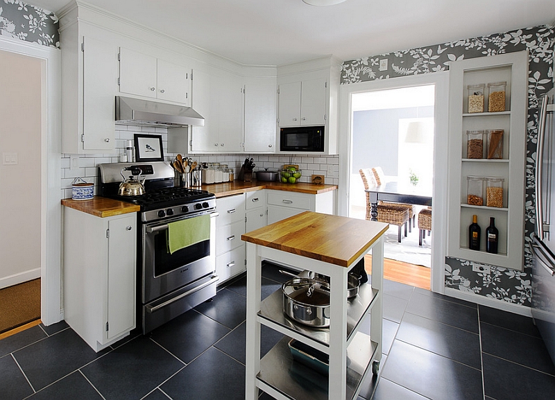 A perfect rolling island for the small space-conscious kitchen