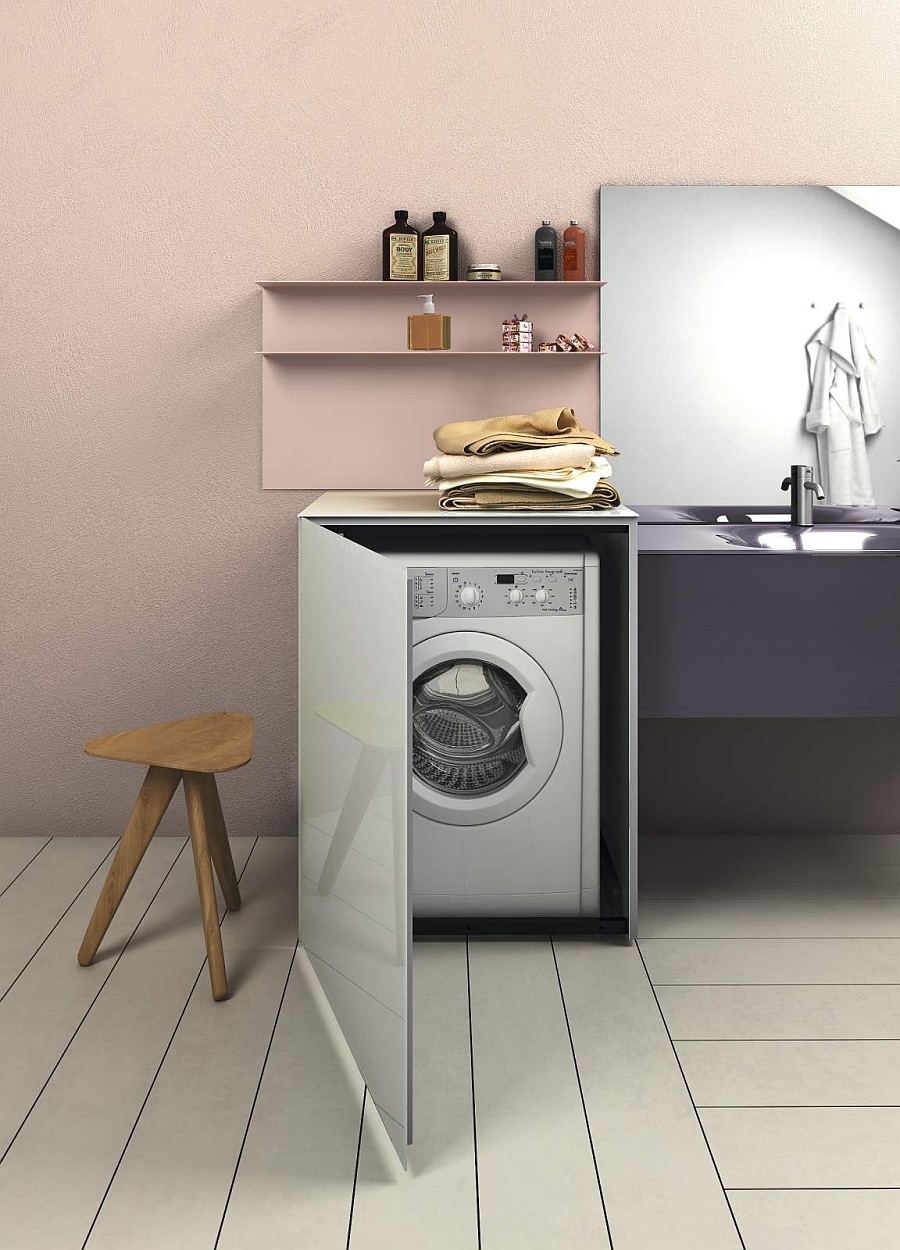 A wonderful way to tuck away the washing machine in the laundry room