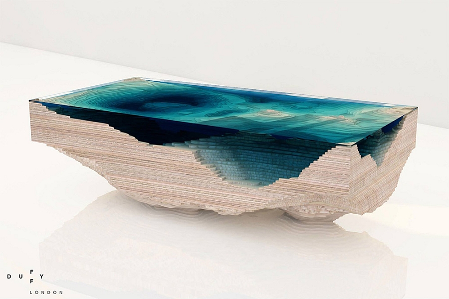 Abyss Table inspired by the real contours of the sea bed