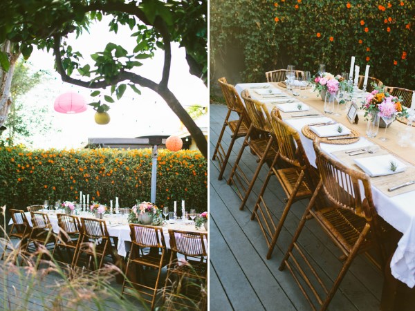 Backyard party with a serene table setting