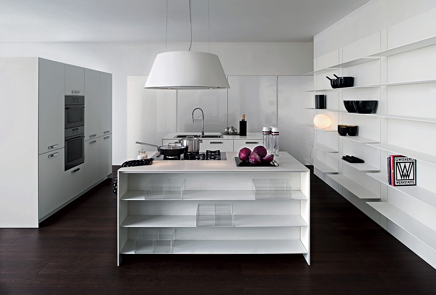 Beautiful Italian kitchen in white with a smart central island