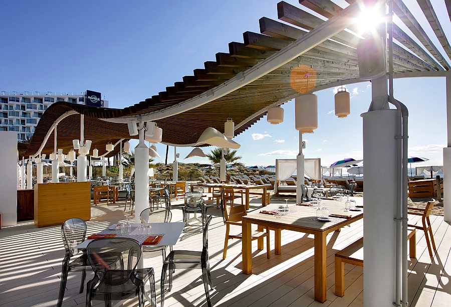 Beautiful and relaxing Beach Club at the Hard Rock Hotel in Ibiza