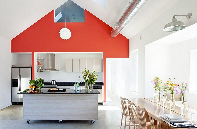 Beautiful kitchen island on casters with a Caesarstone worktop