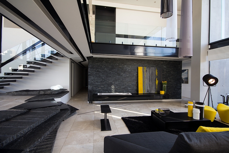 Beautiful living room that embraces dark black tones