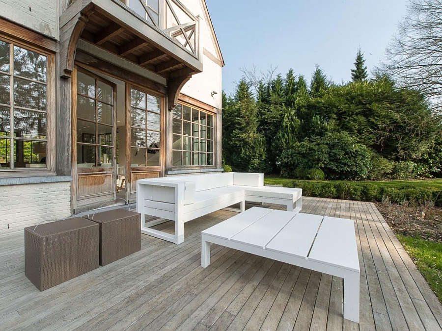 Beautiful lounge on the deck has a stylish rustic appeal